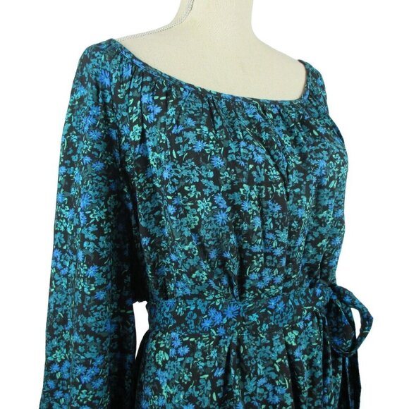 Terra & Sky Dress Knee Length Shirred Floral Belted with POCKETS 3X - Picture 5 of 11